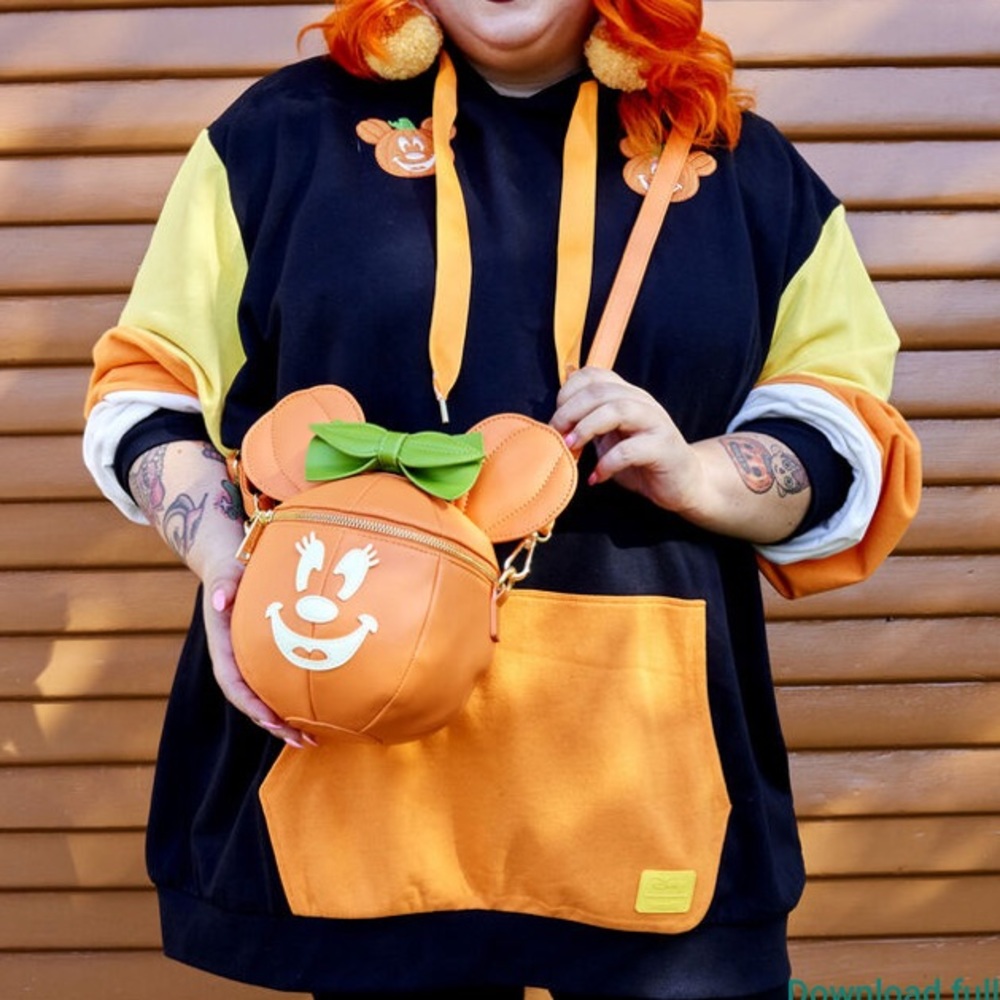 Loungefly Disney Mickey and Minnie Mouse Candy Corn Sleeve Hoodie Halloween